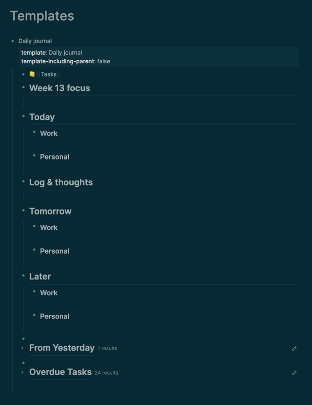 Logseq Daily Journal Template